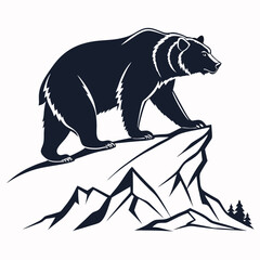 grizzly bear silhouette icon vector