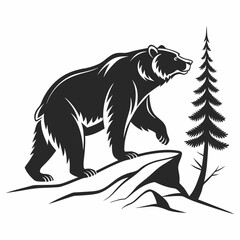 grizzly bear silhouette icon vector