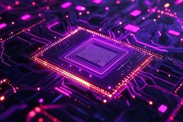 Obraz premium A microchip art and punk regency vector logo with ornate glowing circuits