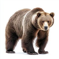 Fototapeta premium Majestic brown bear standing alone against a white backdrop in soft light