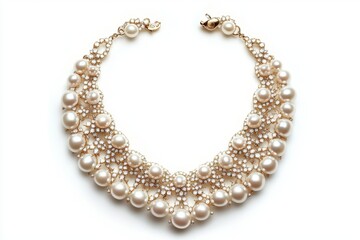 Obraz premium An elegant pearl necklace isolated on white background