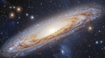 Obraz premium Spectacular Spiral Galaxy Displayed Against a Star-Studded Backdrop of Cosmic Dust