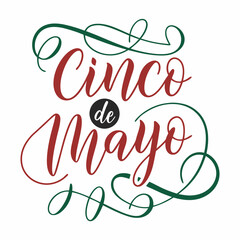Elegant Cinco de Mayo Calligraphy Design with Swirls