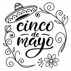 Cinco de Mayo Celebration: Floral Frame with Sombrero