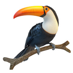 Obraz premium Toco Toucan on a Branch Facing Right with Open Beak