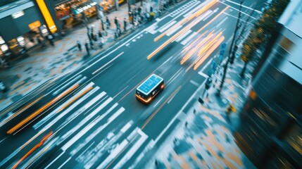An AI powered autonomous delivery robot navigating busy city streets, urban environment with real-time delivery tracking and route optimization, Logistics technology style