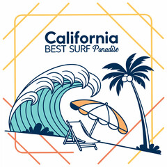 California Dreamin': Best Surf Paradise Beach Scene Illustration