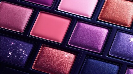 Fototapeta premium Palette of Shimmering Shades: A Luxurious Makeup Collection for Bold and Beautiful Eyes