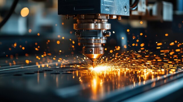 An industrial metalworking facility with large machines shaping and cutting metal, showcasing precision and craftsmanship in production