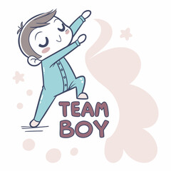 Adorable Cartoon Baby Boy in Pajamas, Team Boy Concept Illustration