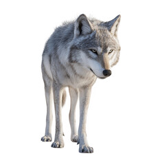 Fototapeta premium Grey Wolf Looking Down with Calm Demeanor