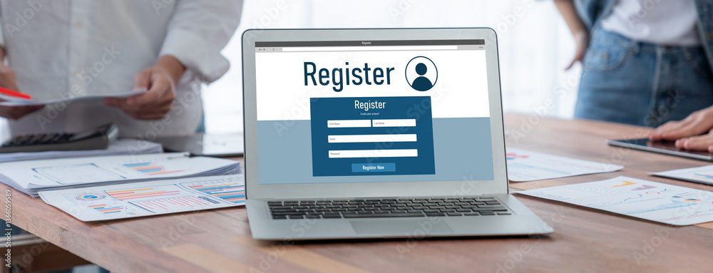 Aufkleber Online registration form for brisk form filling on the internet website