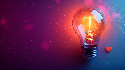 A soft pastel background with a glowing light bulb symbolizing positive thoughts, a small heart icon and minimal abstract lines