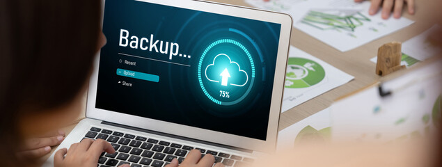 Backup Storage Data Internet Technology Business concept. Database storage cloud technology file...