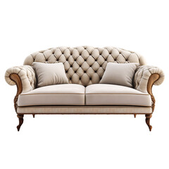 Fototapeta premium A Cream-colored Chesterfield Sofa.