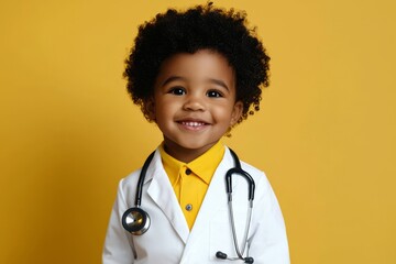 Engaging photograph of a kid portraying a healthcare professional.