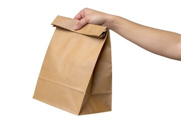Hand holding a brown paper bag