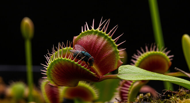 Composition of Carnivorous Plants with a fly on a Venus flytrap