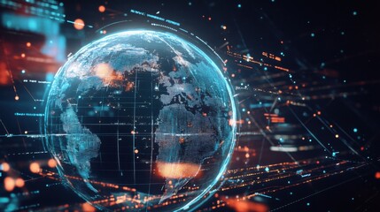 An AI powered climate prediction system analyzing environmental data to forecast changes in weather patterns, Environmental technology style, photo of