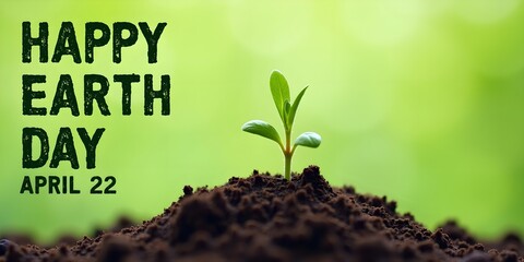 Earth Day celebration typography design with bold green text reading 'World Day Earth' on a light green background.