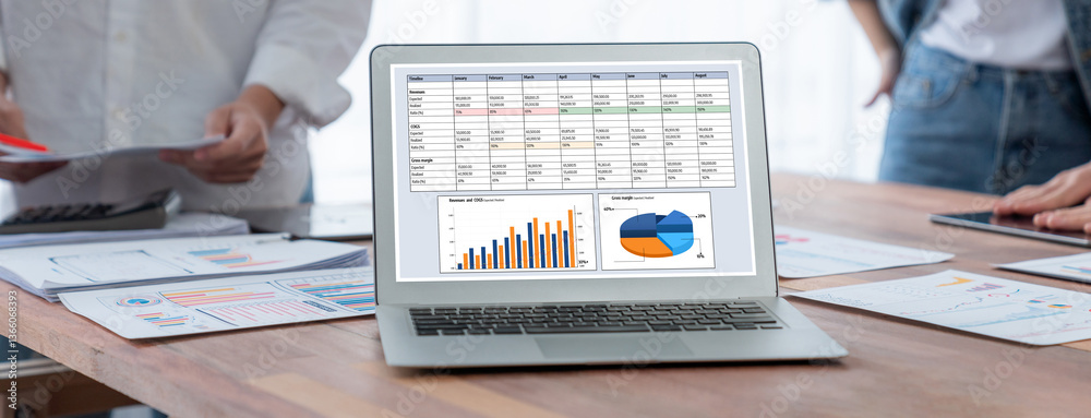 Leinwandbilder business data dashboard provide business intelligence analytic for marketing strategy planning brisk
