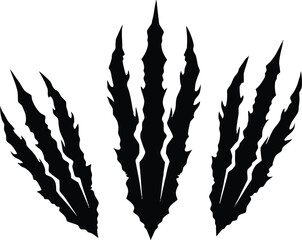 Fototapeta premium Claw mark vector silhouette set. Claws beast ripped marks.