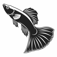guppy black silhouette icon vector