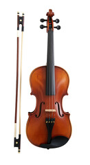Fototapeta premium Violin and bow on white background