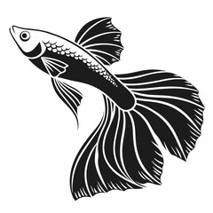 guppy black silhouette icon vector