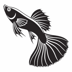 guppy black silhouette icon vector