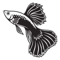 guppy black silhouette icon vector