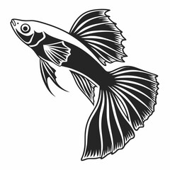 guppy black silhouette icon vector