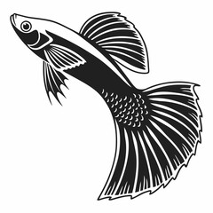 guppy black silhouette icon vector