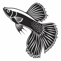 guppy black silhouette icon vector