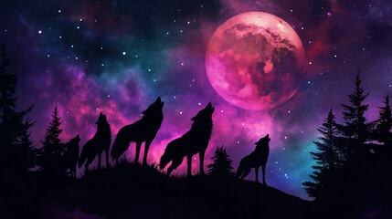 night landscape with moon