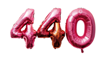 Number 440 made of inflatable balloons with transparent background