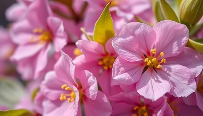 Fototapeta premium Ultra-Realistic Close-Up of Flowers and Leaves in Stunning Detail