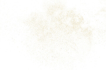 Gold texture pattern on transparent background. Old paper surface. Light golden confetti. Yellow Illustration backdrop. PNG design element.