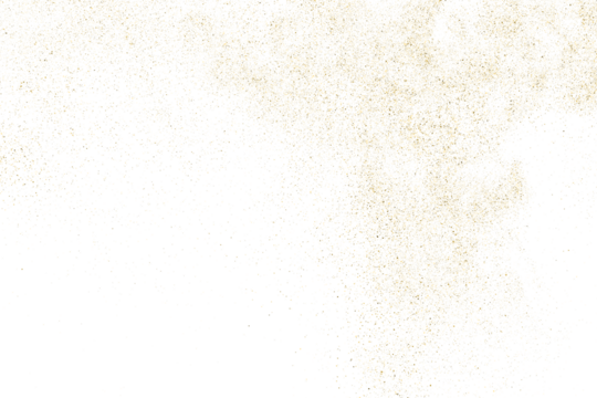 Gold texture pattern on transparent background. Old paper surface. Light golden confetti. Yellow Illustration backdrop. PNG design element.