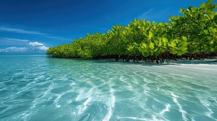 Fototapeta premium Tropical mangrove forest on pristine beach