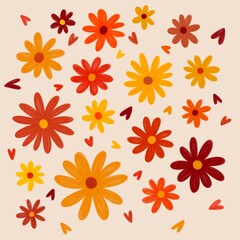 Obraz premium Seamless Pattern. Randloses Muster. Flower Spring Illustration, Blumen Frühling und Sommer Illustration. Set of floral elements. Exotic hand drawn flowers. 