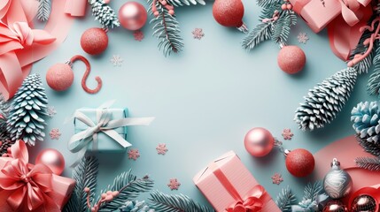 Festive Holiday Greetings Vector with Rule of Thirds Composition and Soft Pastel Colors under Ambient Light - High Angle View with Selective Color