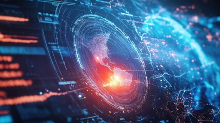 An AI powered disaster response system predicting natural disasters and coordinating emergency response efforts in real time, Crisis management technology style, photo of