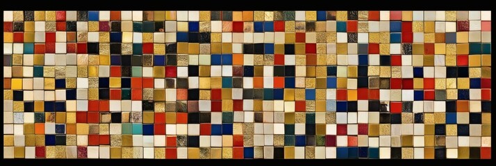 Fototapeta premium Intricate Mosaic Display: An Array of Colorful and Textured Tiles Arranged