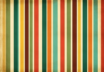 Obraz premium A background of vertical stripes in red, yellow, green, brown, and beige, with a vintage texture, minimalist and retro style, even lighting, evoking a warm nostalgic atmosphere.