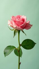 Obraz premium A single rose leaf isolated against a clean background, delicate, green