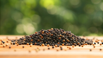 close up of pile of various pepper grains, showcasing their unique colors and textures, evokes sense of natural spice diversity