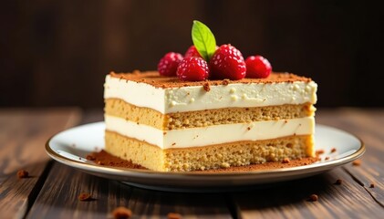 Classic tiramisu dessert, layers visible, isolated , sweet, white background