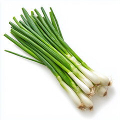 Fototapeta premium Fresh green onions ready for culinary adventures in a bright kitchen setting