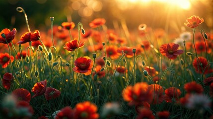 Obraz premium Photo of a poppy field.